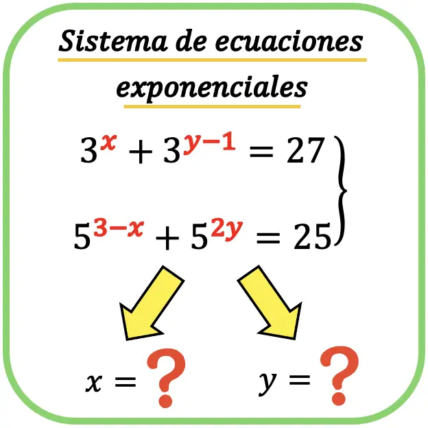 sistema de ecuaciones exponenciales